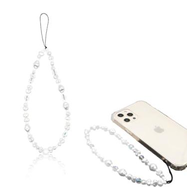 Imagem de Pulseira de telefone com contas, pulseira antiperda com pingente de pérola, acessórios móveis