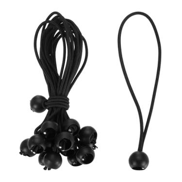 Imagem de PATIKIL Cordão elástico de 20 cm, 30 peças de cordas elásticas com esferas, lona de dossel, cordão elástico para acampamento ao ar livre, postes de barraca de abrigo de carga, preto