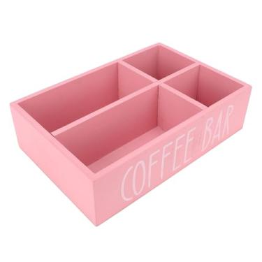 Imagem de Asixxsix Organizador de Bancada para Estação de Café, Organizador de Bancada em Madeira 30cm x 20cm x 8cm, Estação de Bar de Cápsulas de Café de Fácil Manutenção (Rósea)