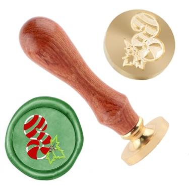 Imagem de Carimbo de lacre de cera de Natal carimbo de latão e uma alça de madeira carimbos cabeça para cartões de natal convites de festa carta envelope cartões de felicitações presentes