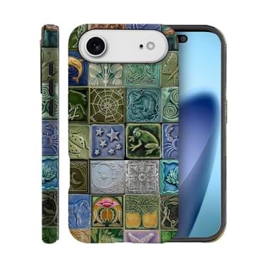 Imagem de Capa para iPhone 17 Air, capa fosca para meninas e mulheres, azulejo vintage flores naturais sapo