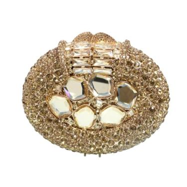 Imagem de DKQXEIM Bolsa feminina luxuosa de cristal para noite com glitter e strass, bolsa de mão de casamento com diamantes para coquetéis, Dourado