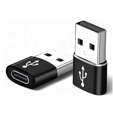 Imagem de Kit 2 Adaptadores Tipo C Otg Usb Para Pendrive Celular Preto