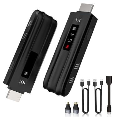 Imagem de Foncent Transmissor e receptor HDMI sem fio com tela de LED, saída de decodificação 4K 1080P, alcance de 50 m, extensor HDMI portátil de 2,4 G/5G, transmissor para transmissão de laptop/PC/TV Box para
