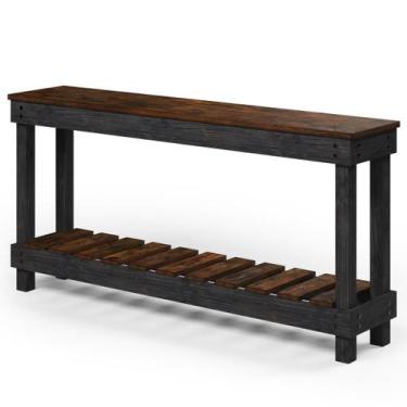 Imagem de Aparador de Madeira com Prateleira Walnut Distressado - Pense Dentro d