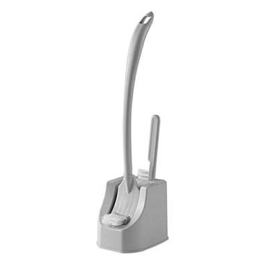 Imagem de Conjunto de escova de vaso sanitário, escovas de vaso sanitário com suporte de secagem rápida, kits de escova para vaso sanitário_com_fenda-cinza
