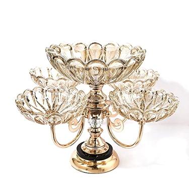 Imagem de BSNANCA Pratos de exibição, decorações de prato de frutas para fruteiras, estilo leve e luxuoso, placa de vidro de cristal multicamadas, sala de estar em casa, decorações de mesa de café decorativas