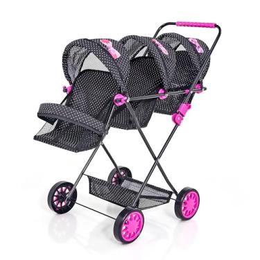 Imagem de Carrinho de Boneca Trigemeos Banana Luxo - Preto Laço Pink