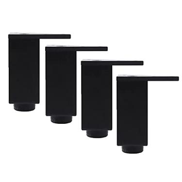 Imagem de 4 peças de pernas de móveis ajustáveis de metal preto pernas de mesa pés de móveis de liga de alumínio peças de substituição para sofá sofá mesa pernas armários de cama elevadores, placa de montagem