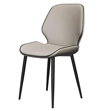 Imagem de Cadeira de jantar, cozinha, sala de jantar, móveis, cadeiras para sala de estar, cozinha, cadeiras de jantar, cadeira lateral de couro PU à prova d'água com pernas de metal (cor: cinza dourado escuro)