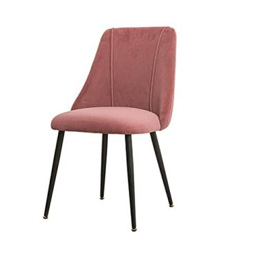 Imagem de Cadeira de jantar, almofada de veludo macio, assento e costas, pernas de metal resistente para escritório, sala de jantar, cozinha, quarto (cor: Rosa)