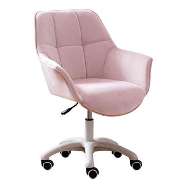 Imagem de Cadeira de mesa giratória moderna de veludo no meio das costas, cadeira de escritório ergonômica para computador com apoios de braços e suporte lombar, carga máxima de 150 kg para cadeira de