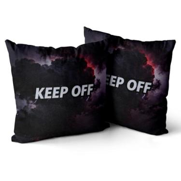 Imagem de Khxriypha Hypebeast Room Decor Keep Off Conjunto de 2 capas de almofada respiráveis quadradas para decoração de sofá de casa 45,7 x 45,7 cm Diablo Style-1