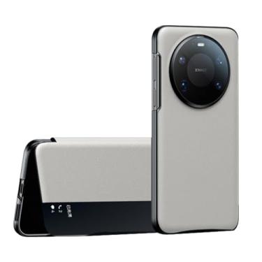 Imagem de HAOMRIYL Capa flip para Huawei Mate 80 Pro Max/80 Pro/80, Smart Clear View Window Slim Vegan Leather Cover All Inclusive Capa de proteção à prova de choque, prata, 80