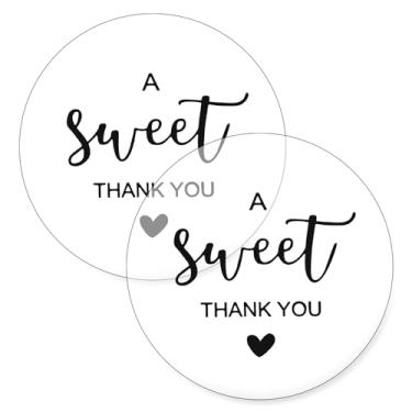Imagem de LXUEJIE 180 peças adesivos A Sweet Thank You, etiquetas de agradecimento de boas-vindas de 5 cm selos de envelope pretos transparentes adesivos de presente redondos autoadesivos para bolsas