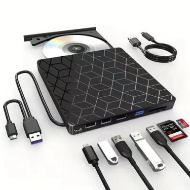 Imagem de Gravador De DVD Externo Portátil USB3.0 Tipo C 7 Em 1, Unidade Óptica 