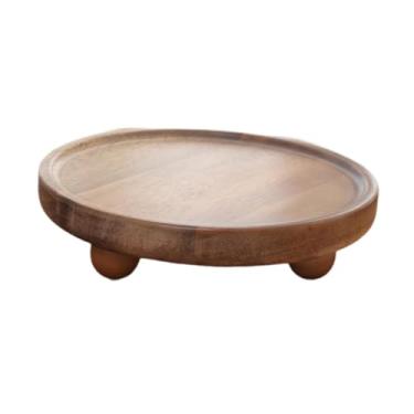 Imagem de Dynwave Suporte de pedestal de madeira com pés em formato de bola, elegante e, organizador, bandeja decorativa, suporte para velas para casa, L