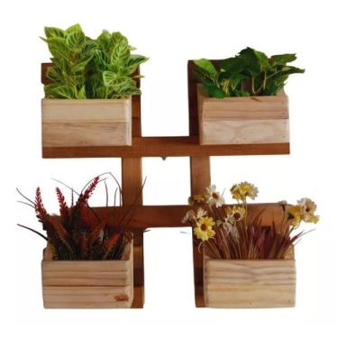 Imagem de Porta Vasos Parede Floreira Jardim Madeira Maciça Cambará - Luze Decor