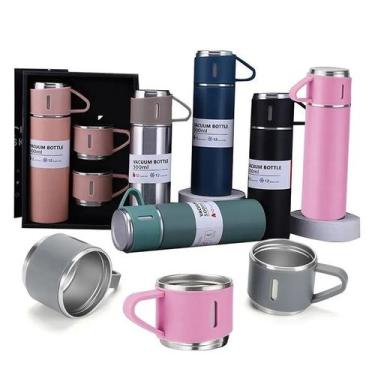 Imagem de Garrafa Térmica Com 3 Canecas 500ml - Plus Distribuidora