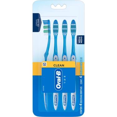 Imagem de Escova Dental Oral-B 123 Média Clean 4 unidades