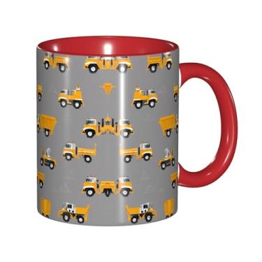 Imagem de Zeraoke Construction Trucks Print Canecas de café criativas, personalizadas, presente para família, tamanho de 325 ml, unissex