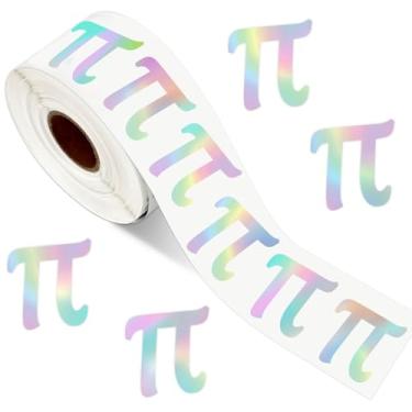 Imagem de FYSUIMU 500 adesivos Pi Day Roll Laser holográfico símbolo Pi adesivos para festa de matemática 14 de março envelopes de parede para sala de aula cartões scrapbook DIY decoração de artesanato, 3,8 cm