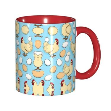 Imagem de Zeraoke Canecas de café criativas com estampa de galinha de desenho animado, personalizado, presente para família, tamanho de 325 ml, unissex