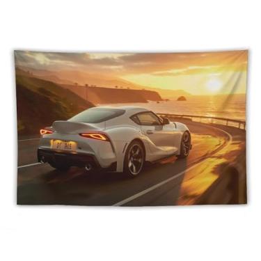 Imagem de HouLaiZhe Tapeçaria de carro japonesa Jdm Sup esportes pôr do sol pendurar na parede quarto decoração de casa tapeçarias estética piquenique decoração de parede arte de parede para dormitório sala de