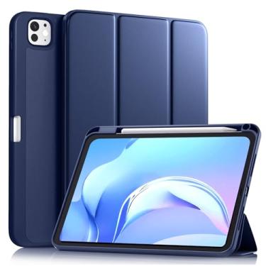 Imagem de Akkerds Capa para iPad Pro de 11 polegadas (M5/M4) 2025/2024 6ª/5ª geração com suporte para lápis, capa protetora para iPad Pro de 11 polegadas com suporte de três dobras/parte traseira de TPU macio