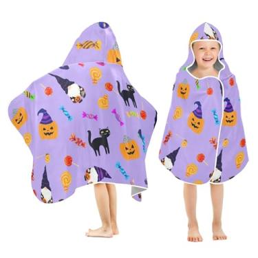 Imagem de Burbuja Toalha de banho com capuz de gnomos de Halloween para crianças, toalha de praia de pelúcia macia absorvente para meninas e meninos 3-10 anos, 61 x 127 cm