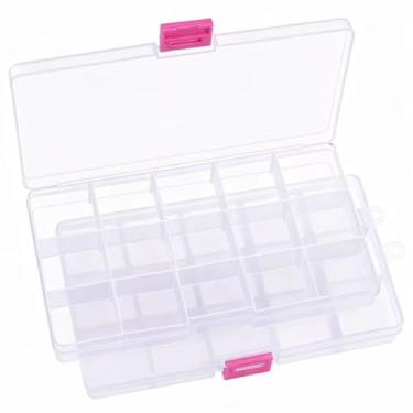 Imagem de IOOLEEM Caixa organizadora de contas de plástico com 15 grades, caixa organizadora de armazenamento, divisórias para artes e artesanato com miçangas (pacote com 2)