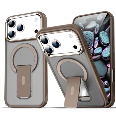 Imagem de Capa de celular dobrável de luxo com suporte, fosca e magnética para iPhone 17 Air 16 E 15 14 13 12 11 Pro Max Plus (para iPhone 17 Pro/Dourado Deserto)