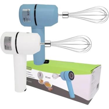 Imagem de Mixer Portátil Batedor Recarregável Misturador Ovos Bebidas Cremes Batedeira Sem Fio Com Batedores + Separador De Gema Cozinha Prática Moderna (Branco)