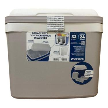 Imagem de Caixa Termica Cooler Tropical Com Acessorios 32 Lts Soprano, Cinza