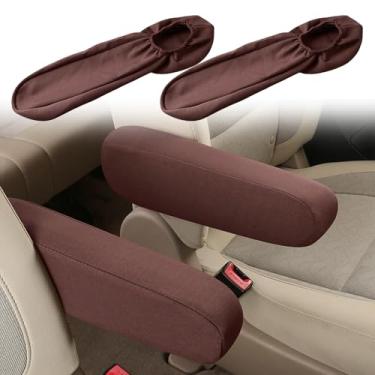 Imagem de Smeyta 2 peças de capas de apoio de braço do assento dianteiro do carro, capa de descanso de braço do assento, capa de apoio de braço de tecido de pano plano, capa de substituição do apoio de braço do