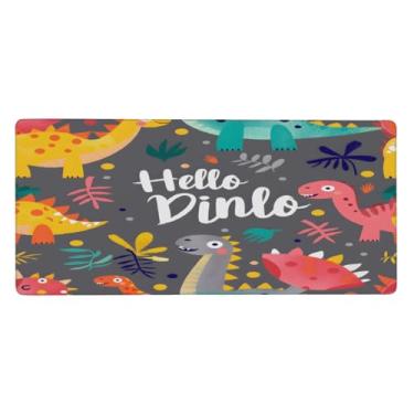Imagem de Mouse pad grande dinossauro bonito palavra impermeável computador protetor de mesa tapete antiderrapante base de borracha mousepad para escritório, computador, teclado, laptop e mesa de casa, mouse