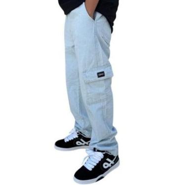 Imagem de Calça Brack Infantil Cargo Baggy Jeans Delave Unissex-Unissex
