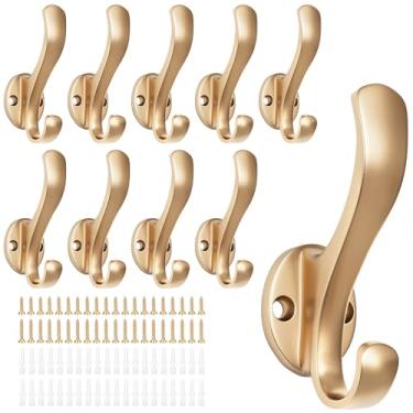Imagem de Ruiziiz Ganchos para casaco resistentes – Ganchos de toalha de metal fáceis de instalar, ganchos de parede modernos para pendurar chapéu, toalha, chave, roupão, cachecol, bolsa, boné (10 peças