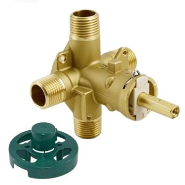 Imagem de Válvula de chuveiro 2510 compatível com Moen 2510-WL PosiTemp válvula de chuveiro de latão com conexões IPS de 1/2 polegada, design de 4 portas com cartucho 1222 - Rosca macho