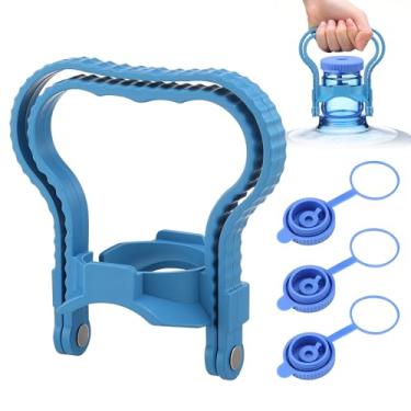 Imagem de Saillong Alça de garrafa de água de 14 litros, alça de garrafa de plástico com 3 peças de tampas de jarro de 5 galões, tampas de substituição de silicone de grau alimentício para garrafa de água de 55