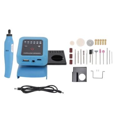 Imagem de Hilitand Mini Kit de Ferramentas Rotativas Sem Fio, Moedor Sem Fio 6000-18000 RPM 6 Velocidades Com Bancada e Suporte, para Escultura, Moagem, Polimento, Artesanato Em Resina
