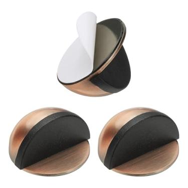 Imagem de PATIKIL 8 batentes de porta, batente de porta de aço inoxidável protetor de porta de cunha de metal autoadesivo meia lua redonda para parte inferior do chão da porta dentro dos quartos banheiros