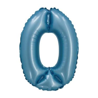 Imagem de BALAO CROMADO C/CANUDO 16" AZUL NUMERO 0