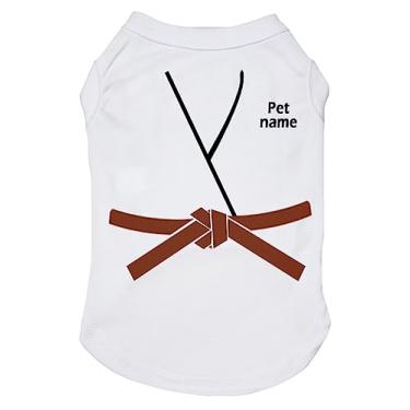Imagem de Petitebella Camisa personalizada Judo Karate Taekwondo Jersey Puppy Dog (branca/marrom, GG)