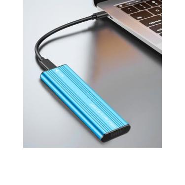 Imagem de Adaptador M.2 SATA SSD, USB3.2 Gen1 5Gbps Tipo-C para SATA NGFF baseado M.2 Leitor adaptador de unidade de estado sólido, suporta B-Key (tecla B + M) azul
