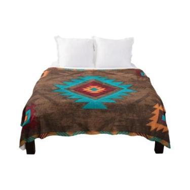 Imagem de Cobertor De Fleece Com Padrão Boho Navajo Super Macio Leve E Quente Pa