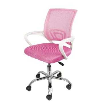 Imagem de Cadeira de Escritório Giratória Tela Mesh com Assento Estofado Ergonômica Tok (Rosa)