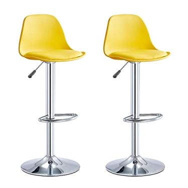 Imagem de Bancos de bar, Banquinho de Bar Giratório, Banqueta de Bar Ajustável, Banquinho de Bar Alto, Cadeira de Jantar com Ilha de Cozinha Alta com Encosto, Banco de Bar de Café da Manhã de Cozinha com Apoio