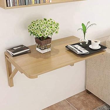 Imagem de TRGCJGH Mesa montada na parede Mesa dobrável para laptop Escrivaninha montada na parede Mesa montada na parede para escritório em casa Pequenos espaços, 70 x 40 cm