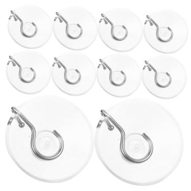 Imagem de 10 ganchos transparentes com ventosa para banheiro e cozinha, fixação adesiva forte para toalhas, roupões e cortinas de chuveiro, vidro e superfícies lisas